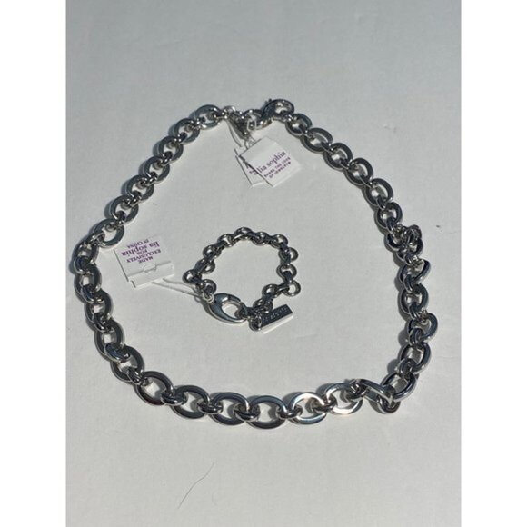 Lia Sophia Silver Tone Curb Link Chain Bracelet Set 2pcs - Picture 11 of 11